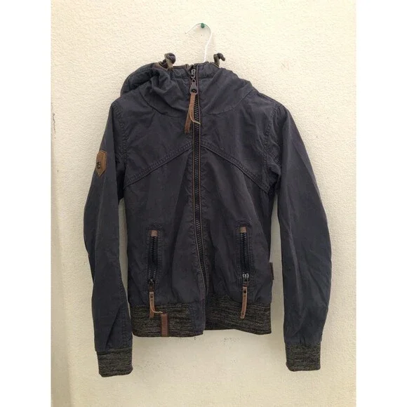 Naketano Brand New World Hooded Jacket Women’s Small Gray Full Zip Casual Hoodie - Picture 2 of 14